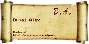 Dubai Alex névjegykártya